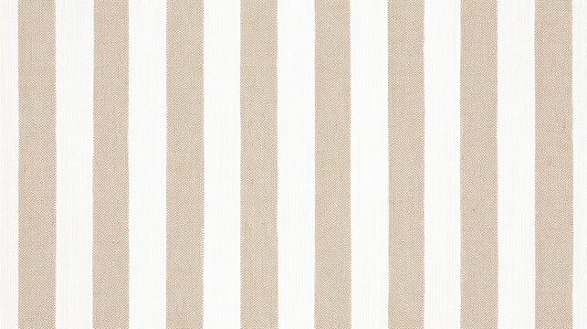 Classic vertical beige and white stripes pattern on textured fabric background