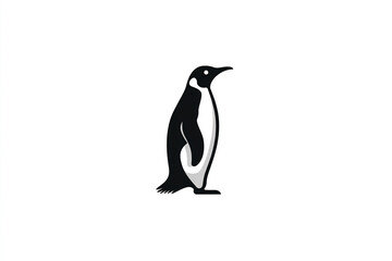 Stylized penguin silhouette icon minimal flat illustration animal bird black white isolated design
