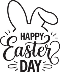 Happy Easter Day Bunny Ears Typography Graphic