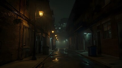 Fototapeta premium alley at night mid light