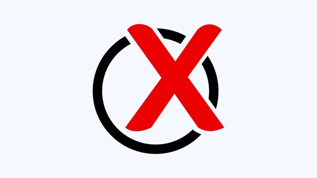 Red x mark inside a black outlined circle, suitable for marking errors, indicating incorrect answers, or denoting items for removal.