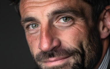 Obraz premium A professional shot using dramatic low-key lighting to create depth and emphasize the subject's facial features against a dark background.