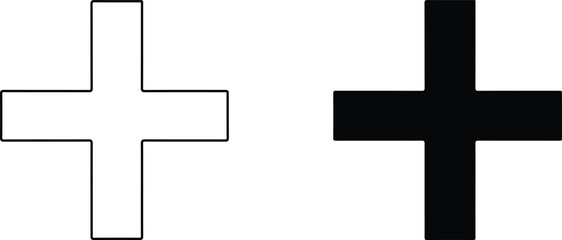 Fototapeta premium A graphic representation of two plus signs, one outlined in white and the other solid black