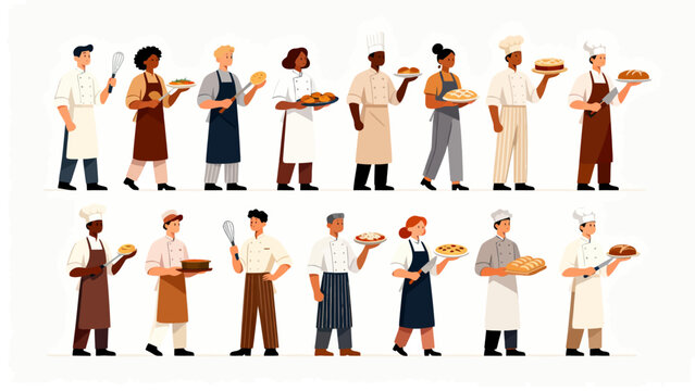 diverse chefs with baked goods