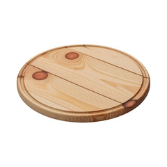 Round natural wood cutting board with visible grain and knots isolated on transparent background