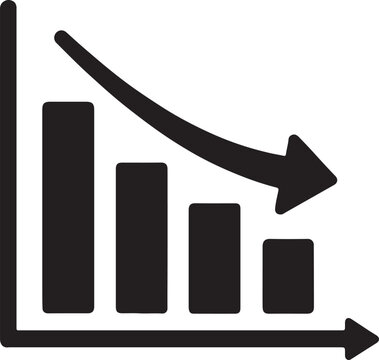 Decline graph line icon showing downward trend, loss, decrease, analytics, finance reports, and business performance.