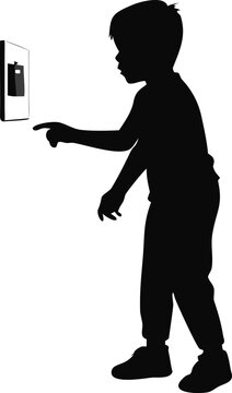Silhouette Of A Boy Turning Off A Light Switch