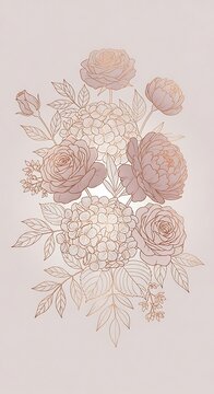 Elegant floral arrangement featuring roses, peonies and hydrangeas art