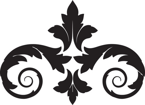 Black fleur de lis with scrolls decorative ornate