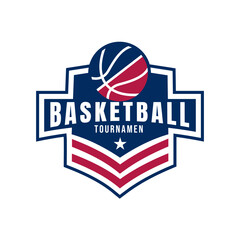 Military Style Basketball Shield with Star and Stripes