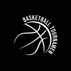 Minimalist Basketball Outline Logo on Black Background