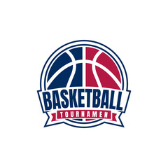 Basketball Tournament Logo Emblem with Two Tone Ball