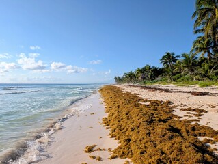 Sargassum on the beach in Tulum, Quintana Roo, Mexico - January 2026 © Smn Jlt