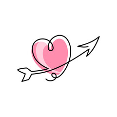 continuous line of love and arrows