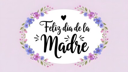 Obraz premium Happy mother's day greeting card with floral wreath