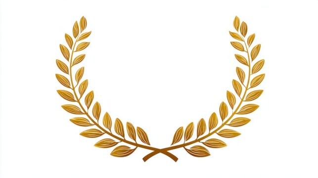 Golden laurel wreath symbolizing achievement, victory, and honor on a clean white background