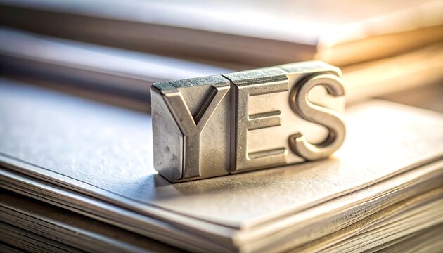 書類の上に置かれたYESの文字が肯定と合意を明確に示すビジネス表現