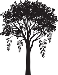 Fototapeta premium Majestic leafy tree silhouette with detailed branches and thick foliage isolated on a white background for environmental conservation landscaping projects and nature inspired graphic design art