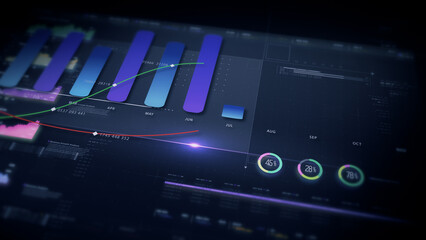 Dynamic data visuals for business info graphics, animated charts, and data-driven insights for a business meeting mock-up. Explore the world of trading, stock exchanges, and crypto