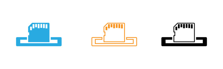 Sim card icons in blue orange and black