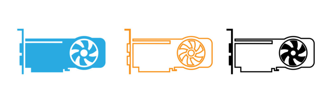 Computer graphics card icons in different colors