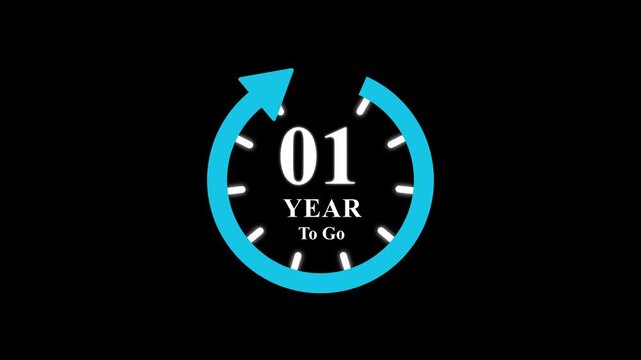 1 years to go, icon, stile, timer, countdown, Count time display with numbers. business, sale, label button ,promotion clock signs business and Motion graphics of year concept