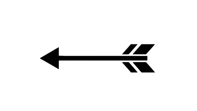 Vector illustration of a simple black arrow pointing left, on transparent background
