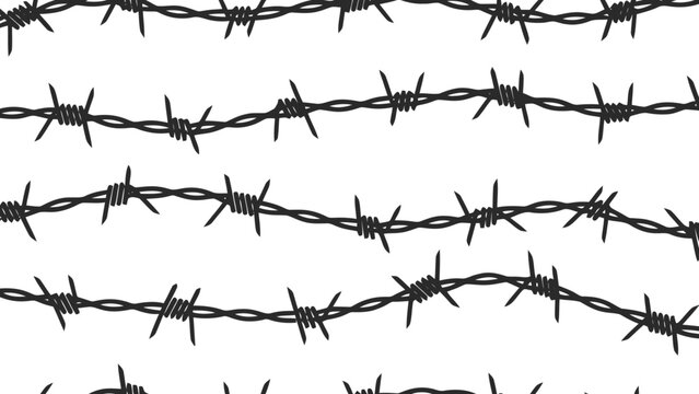 Vector illustration of a seamless barbed wire pattern for security and restriction concepts, on transparent background