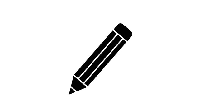 Vector illustration of a simple, black pencil graphic icon on transparent background for design assets