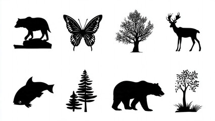 wild animals silhouettes