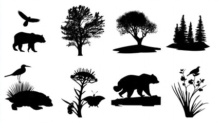 set of animals silhouettes