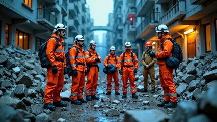 Emergency scene footage of the red lined up formation