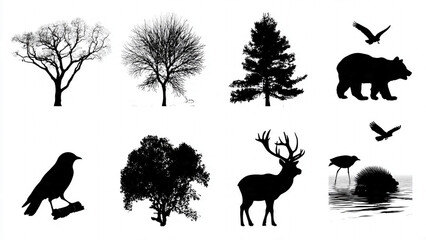 wild animals silhouettes