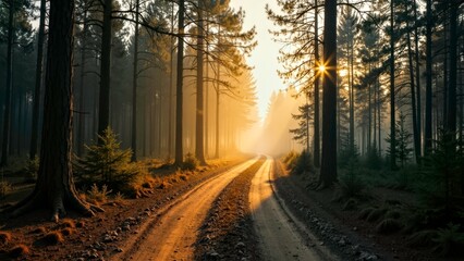 Obraz premium The deep paths in the forest bathed in the morning light