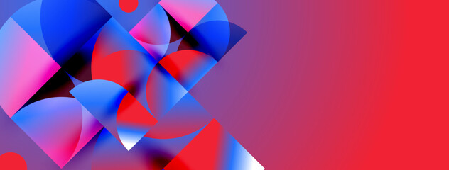 Obraz premium Abstract shapes, vibrant colors blend. Blue, pink, red create dynamic composition. Modern design, gradient effect present.