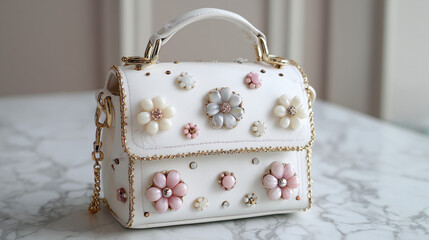 Shop white floral purse handbag for women girls fashion designer luxury small mini top handle bag online