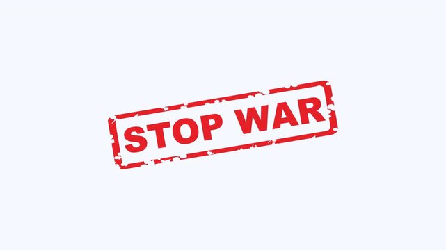 Red stop war stamp for antiwar campaigns, protests, social activism, pacifist messages, posters, and print materials.