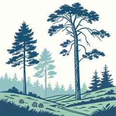 Obraz premium Forest silhouette with tall trees