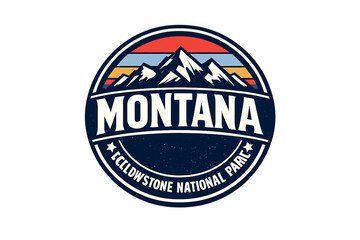 Obraz premium Vintage Montana Yellowstone National Park Mountain Badge Design