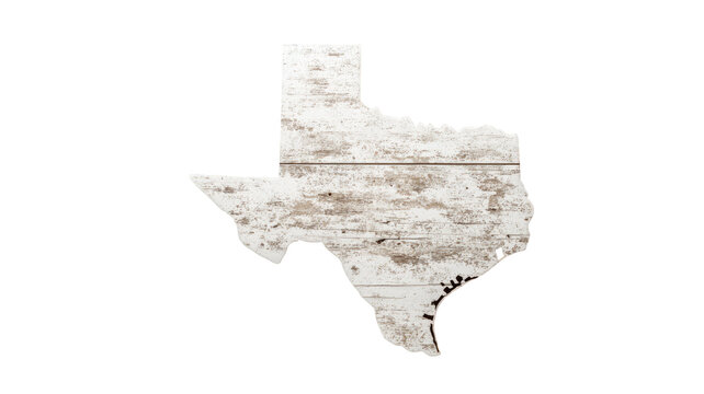 rustic wooden Texas state silhouette with distressed texture isiolated on white background