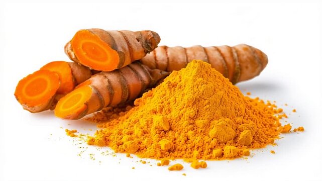 fresh turmeric root and powder