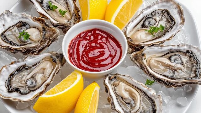 fresh oysters on ice
