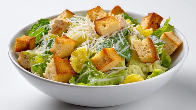 bowl of chicken caesar salad