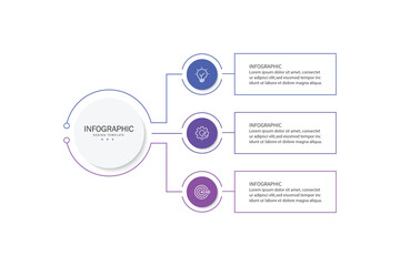 Vector infographic label design with circle infographic template design and 3 options or steps.