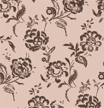 Big flowers pattern, upscale floral pattern. graphical textures floral, trendy colors pattern , flowers background with leaves. vector illustration.