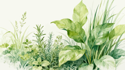 Obraz premium Illustration of diverse green plants