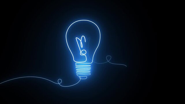 glowing neon line light bulb icon isolated on black background technology energy concept technology energy concept Energy idea bright bulb concept. Energy idea, Electric neon bulb icon 4k video
