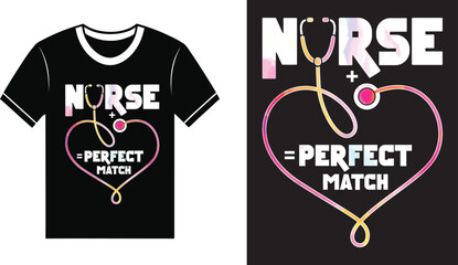 Nurse Valentine T-Shirt Design with Heart and Stethoscope,  Minimal Nurse Valentine T-Shirt Design for Valentine&rsquo;s Day, Nurse Valentine Shirt Design with Medical Elements