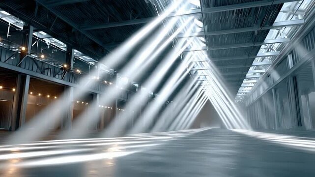 Illuminating Architectural Perspective: Captivating interplay of light and shadow, defining a futuristic industrial architecture.