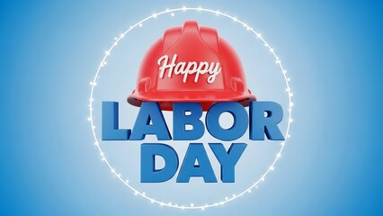 Labor day celebration with hard hat and greeting